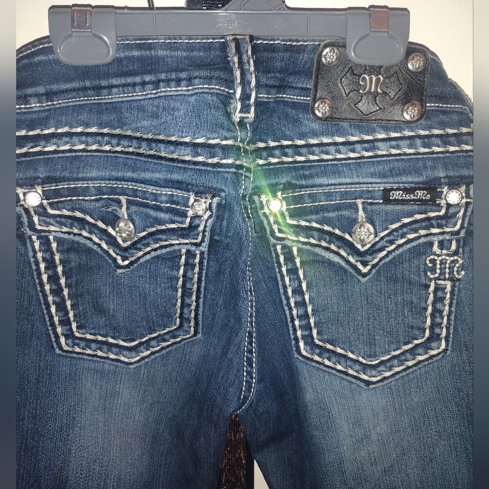 Miss Me Blue Boot Cut Jeans with Decorative Stitching